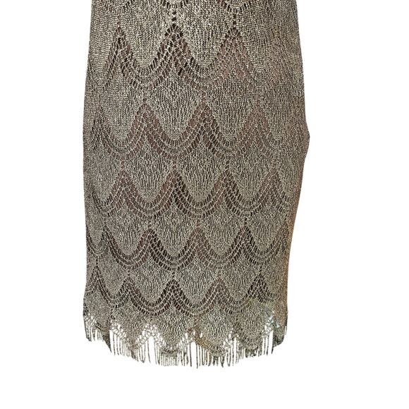 Vintage 90’s does 30’s SL Fashions Gold Fringe Gatsby Halter Dress 10 Medium - Picture 4 of 8